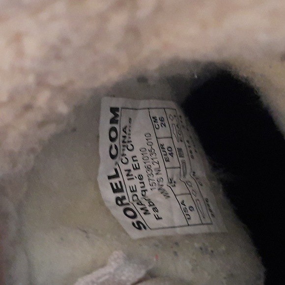 Sorel Black Leather Ankle Rubber Sherpa Lined Boots  NL2135-010 Size 9 - Picture 14 of 16